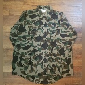Vintage Arctic Camo Button Up Longsleeve Corp-GCM Sz Lg USA Made Gorpcore